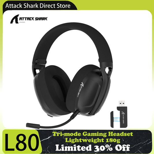 Attack Shark L80 – Headset Gamer Tri-Modo con Sonido Envolvente 5.1 y Micrófono Desmontable