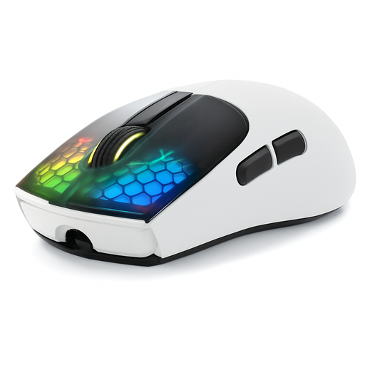 Attack Shark X5 Tri-mode Gaming Mouse, 49g Ultralight, 2.4Ghz/Wired/BT, PixArt Optical Sensor, 4000DPI, 200 Hours Battery, RGB