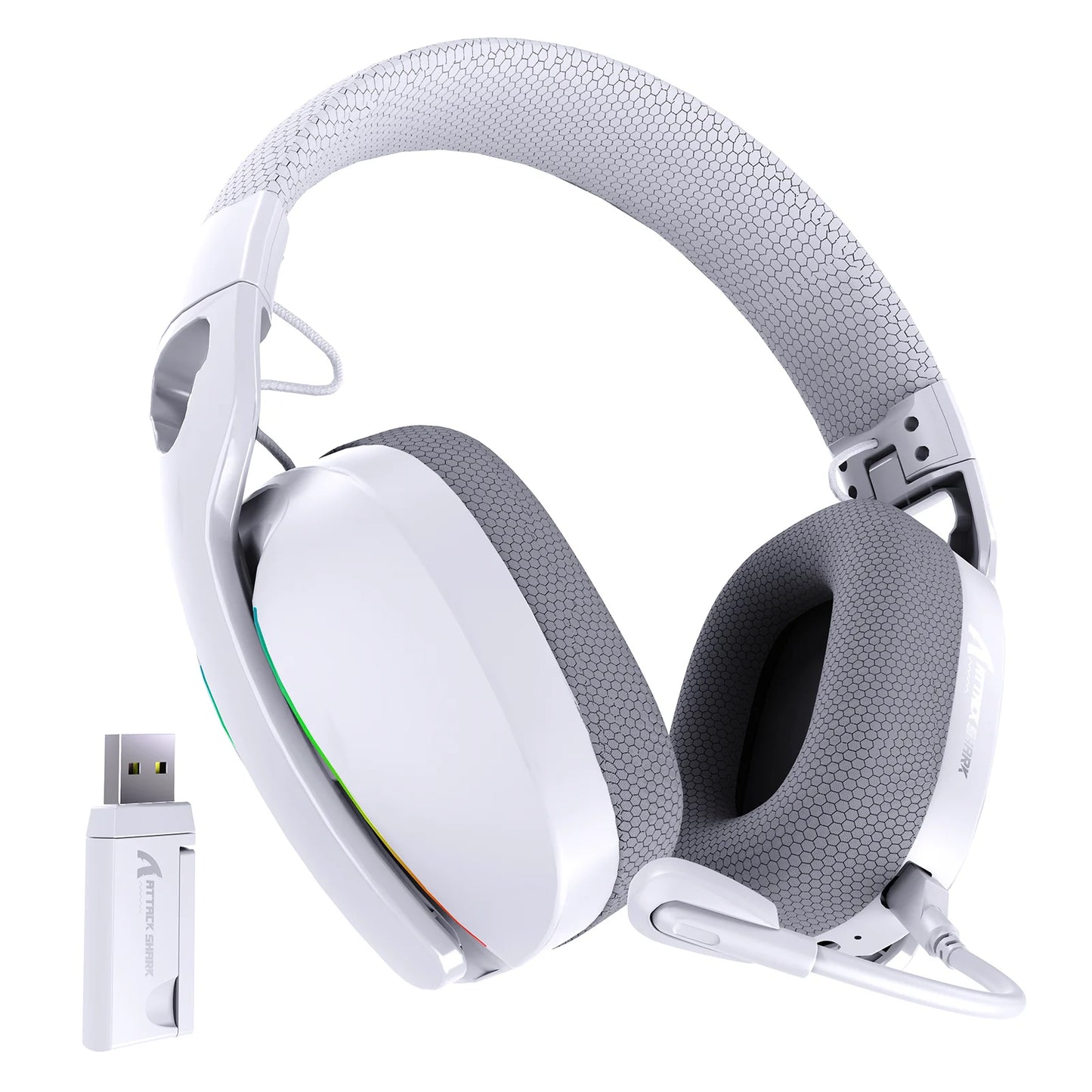ATTACK SHARK L90 Flodable Tri-Mode Gaming Headset, Ultra-Light, Detachable Noise-canceling Microphone, RGB, 7.1ch Sound, 500mAh