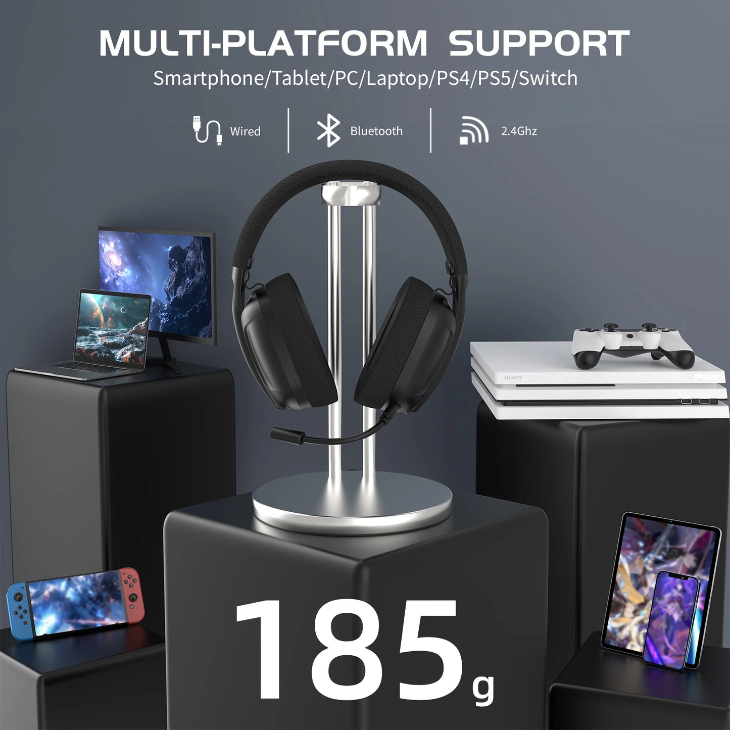 Attack Shark L80 – Headset Gamer Tri-Modo con Sonido Envolvente 5.1 y Micrófono Desmontable