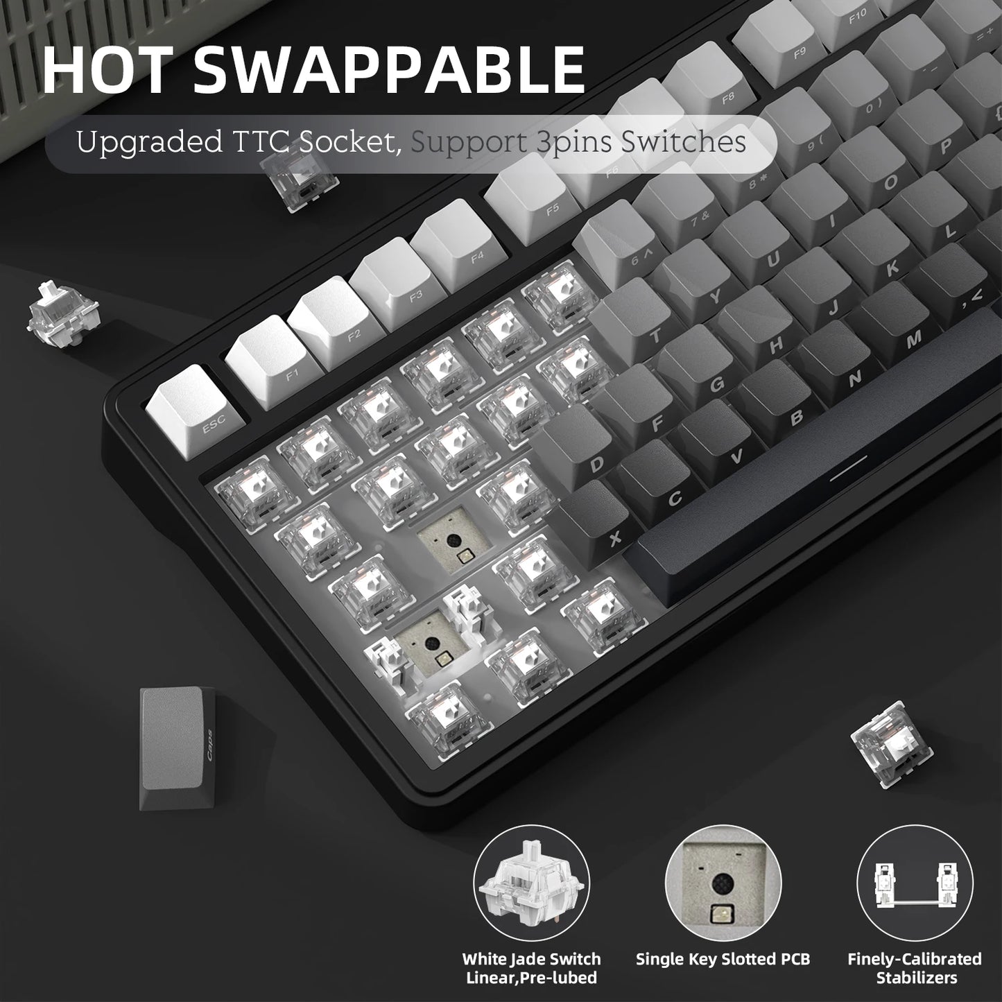 Attack Shark X85 – Teclado Mecánico 75% Tri-Modo con Perilla CNC, RGB y Switch Hot-Swap