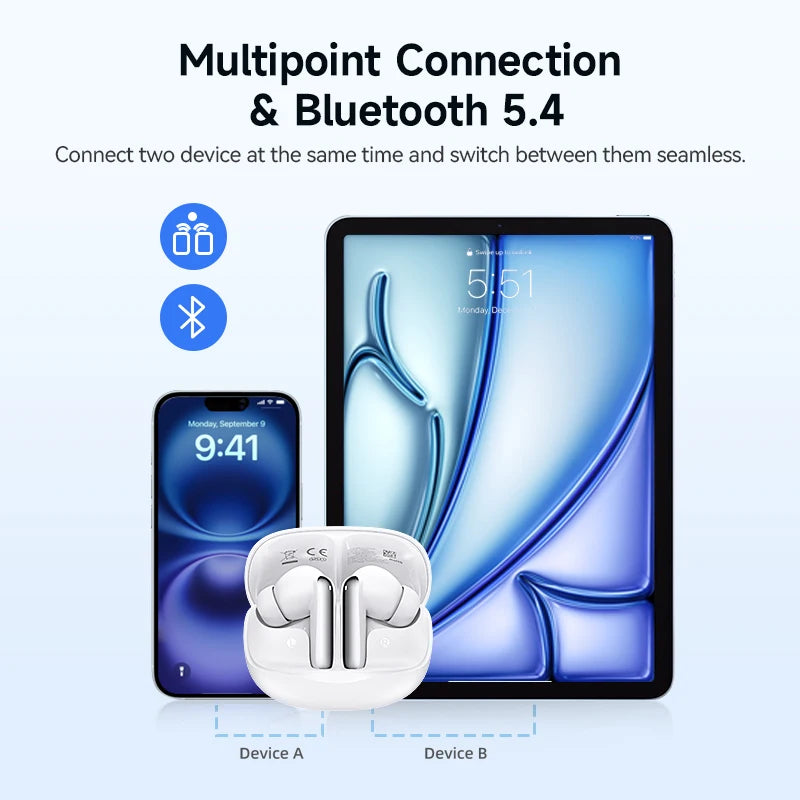 QCY Melobuds N50 – Earbuds Bluetooth 5.4 con Cancelación de Ruido y Llamadas AI