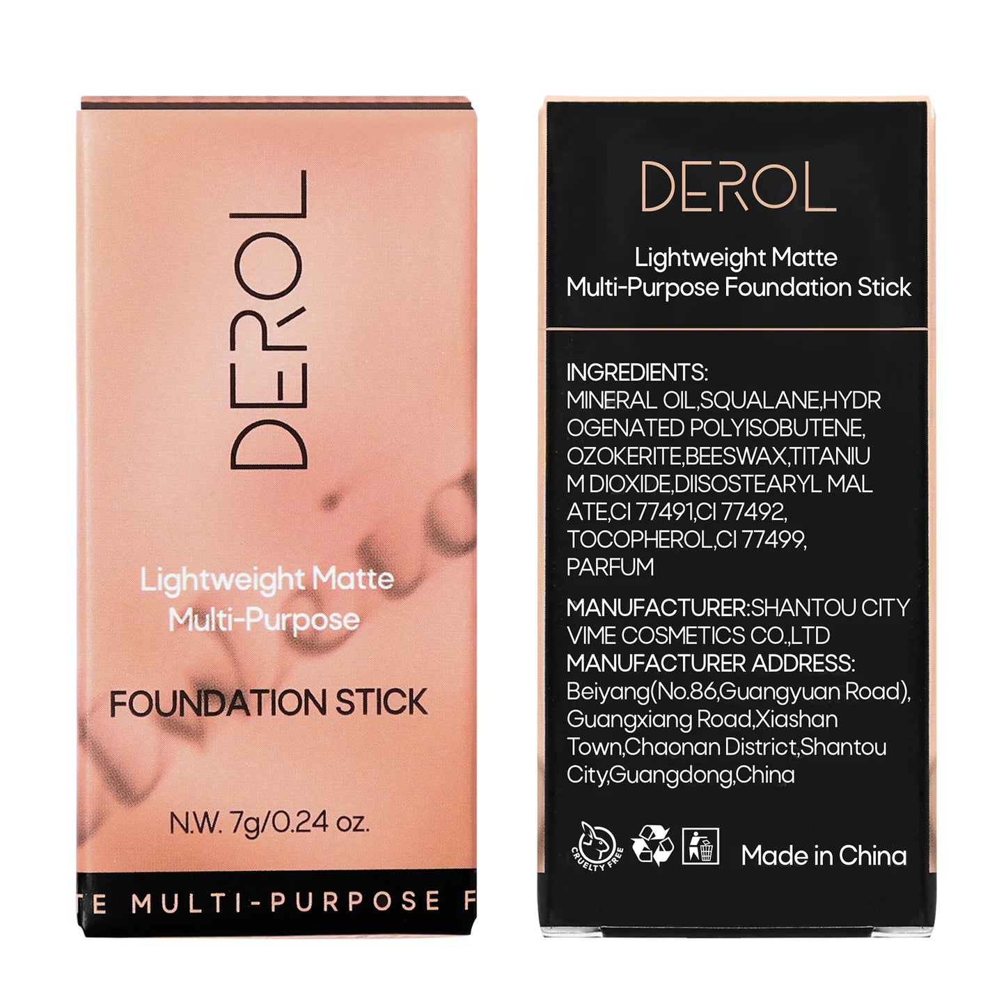 DEROL Maquillaje 2 en 1 – Base y Corrector Hidratante en Barra