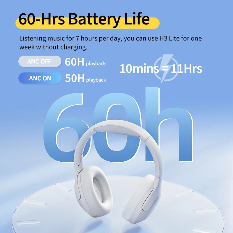 QCY H3 Lite – Headset Plegable con Cancelación de Ruido y Sonido Hi-Fi 40mm