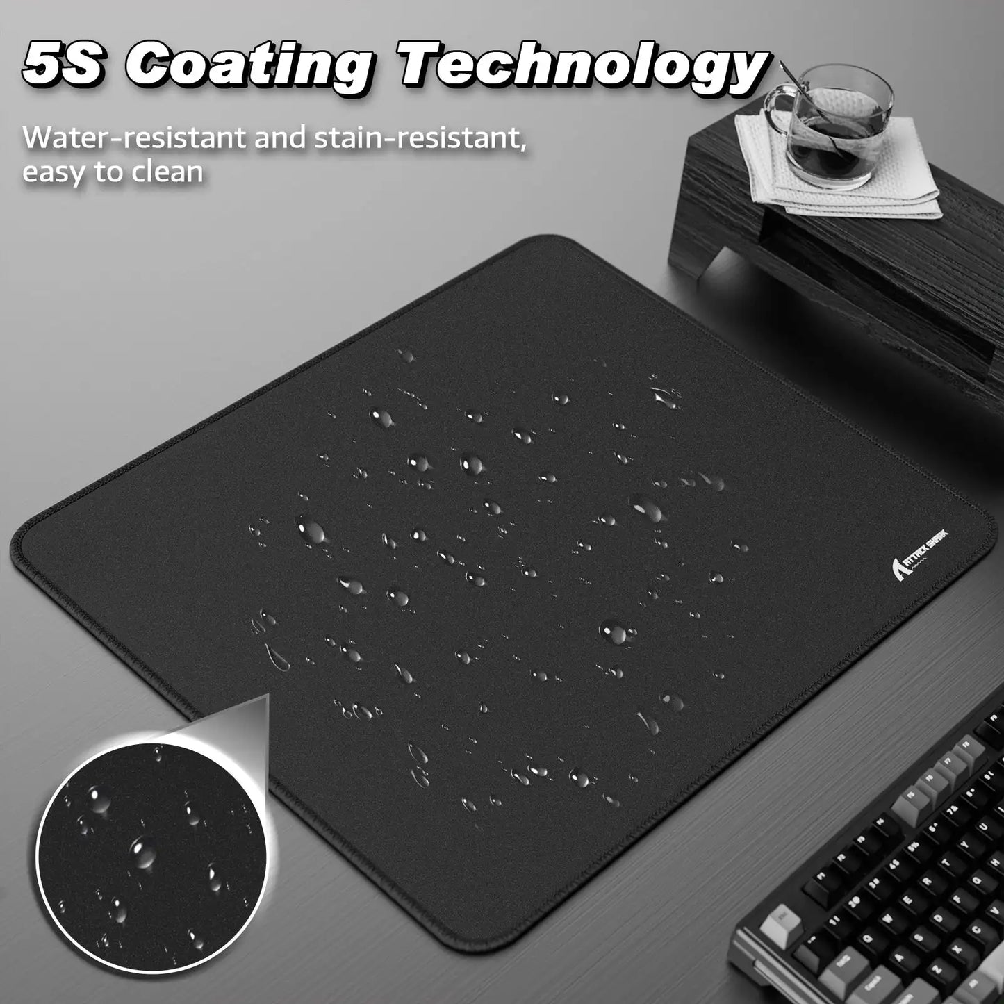 Attack Shark Large eSport Gaming Mousepad, Textured Smooth Surface, Non-slip Rubber Base, Anti-Fray Edge Stitching, 450x400x4mm