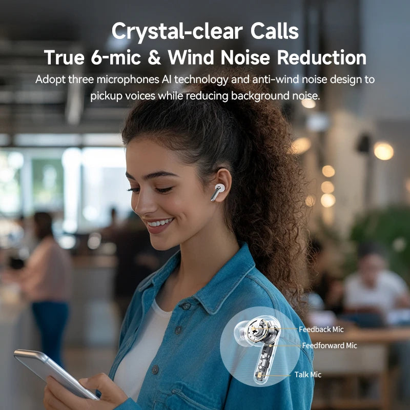 QCY Melobuds N50 – Earbuds Bluetooth 5.4 con Cancelación de Ruido y Llamadas AI