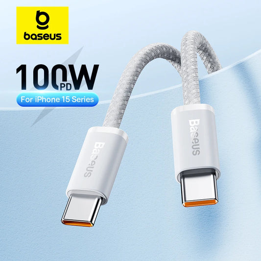 Baseus 100W USB C Cable For iPhone 16 15 Plus Pro Max Type C Cable For Macbook Pro ipad PD Fast Charger Cord Type-C Cable