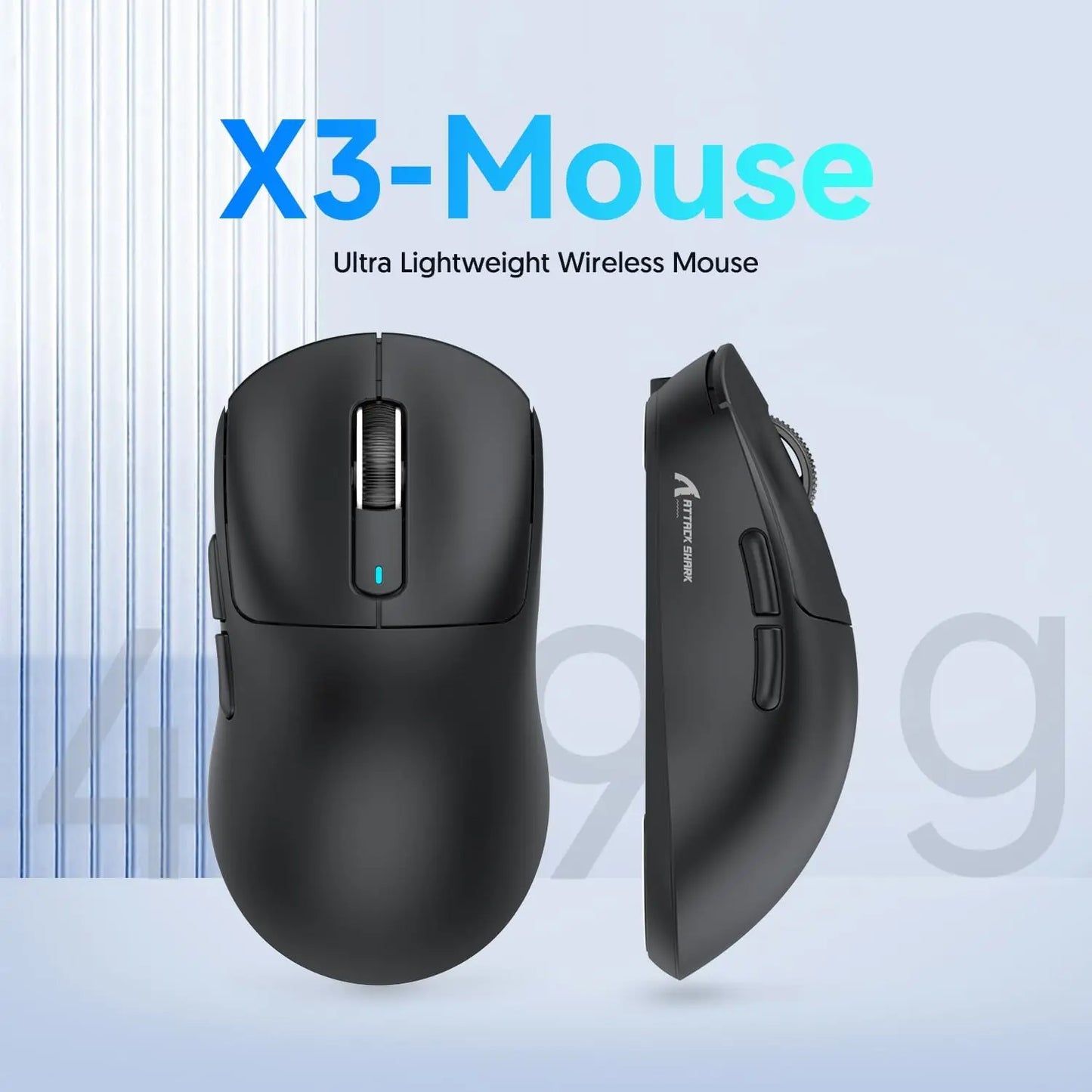 Attack Shark X3/X3PRO 4K/8K Tri-mode Gaming Mouse, PixArt PAW3395 Sensor, 26K DPI, 49g Ultralight,BT/2.4G Wireless/Wired,for PC